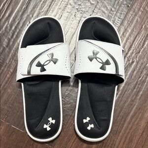 Under Armour Black and White Slide Sandals